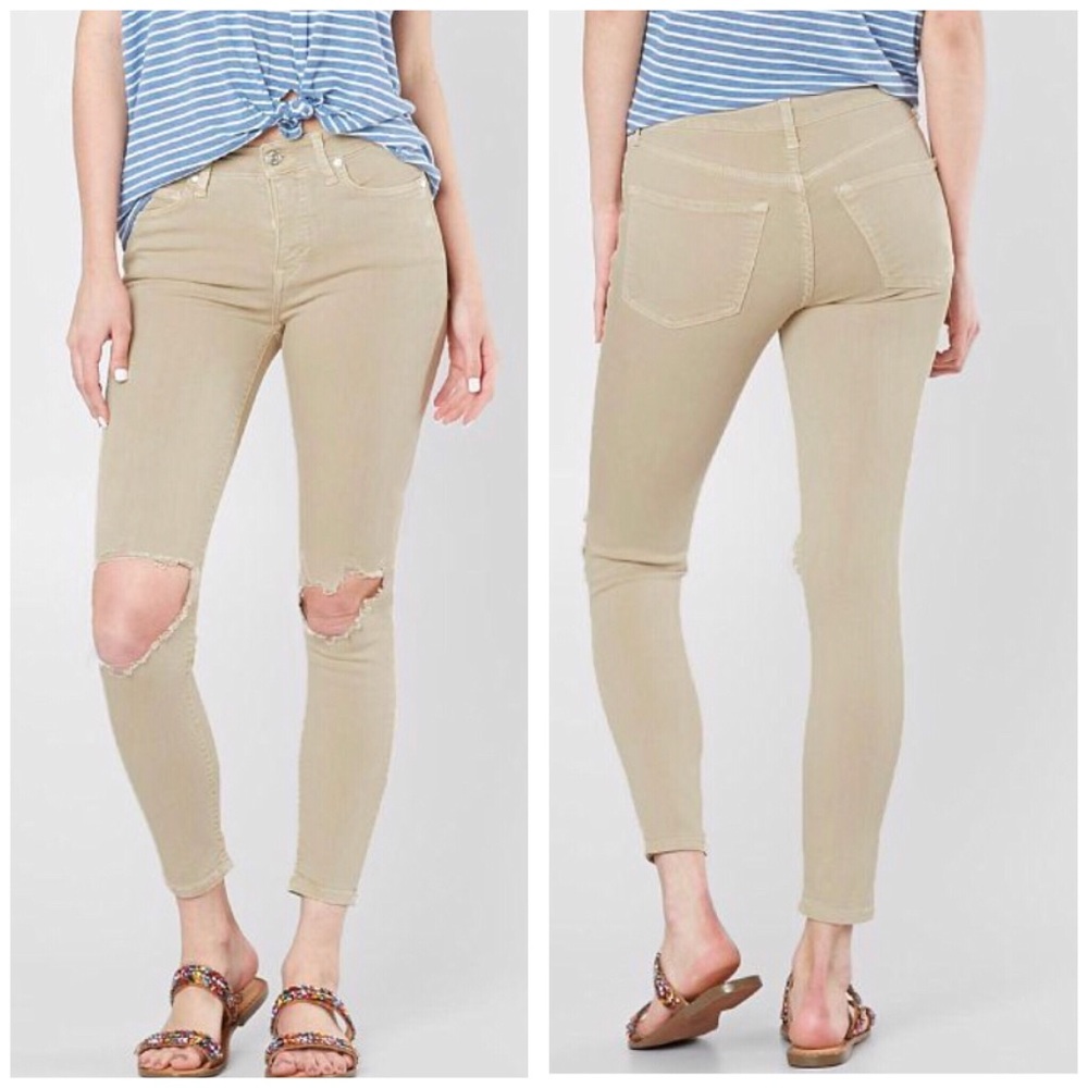 Free People High Rise Busted Knee Skinny Jeans New